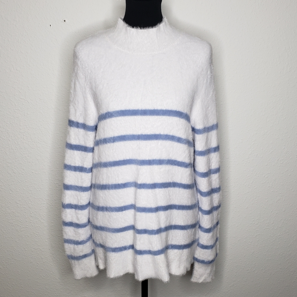 Bailey 44 Womens Mock Neck Fuzzy Soft Sweater Size L Winter Cozy Warm